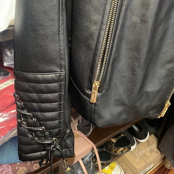 GUESS Black Faux Leather Moto Jacket - Picture 5 of 6
